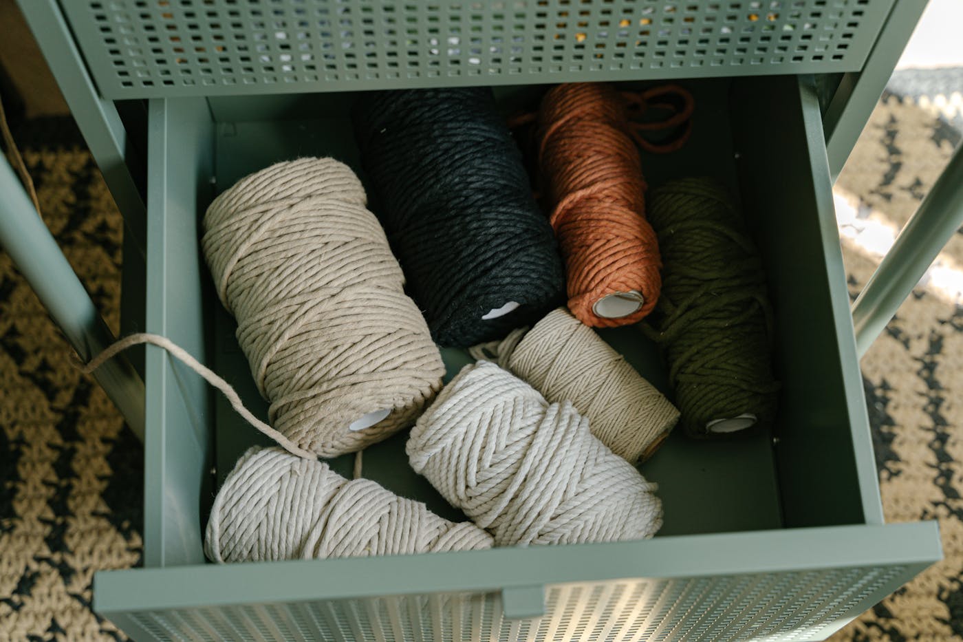 Skeins of cotton in various tones